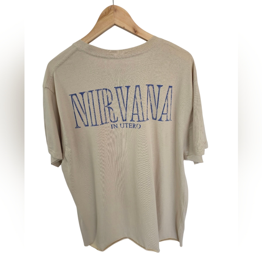 NWOT Nirvana In Utero Graphic Short Sleeve Tshirt Beige Blue Size Small - Picture 4 of 15